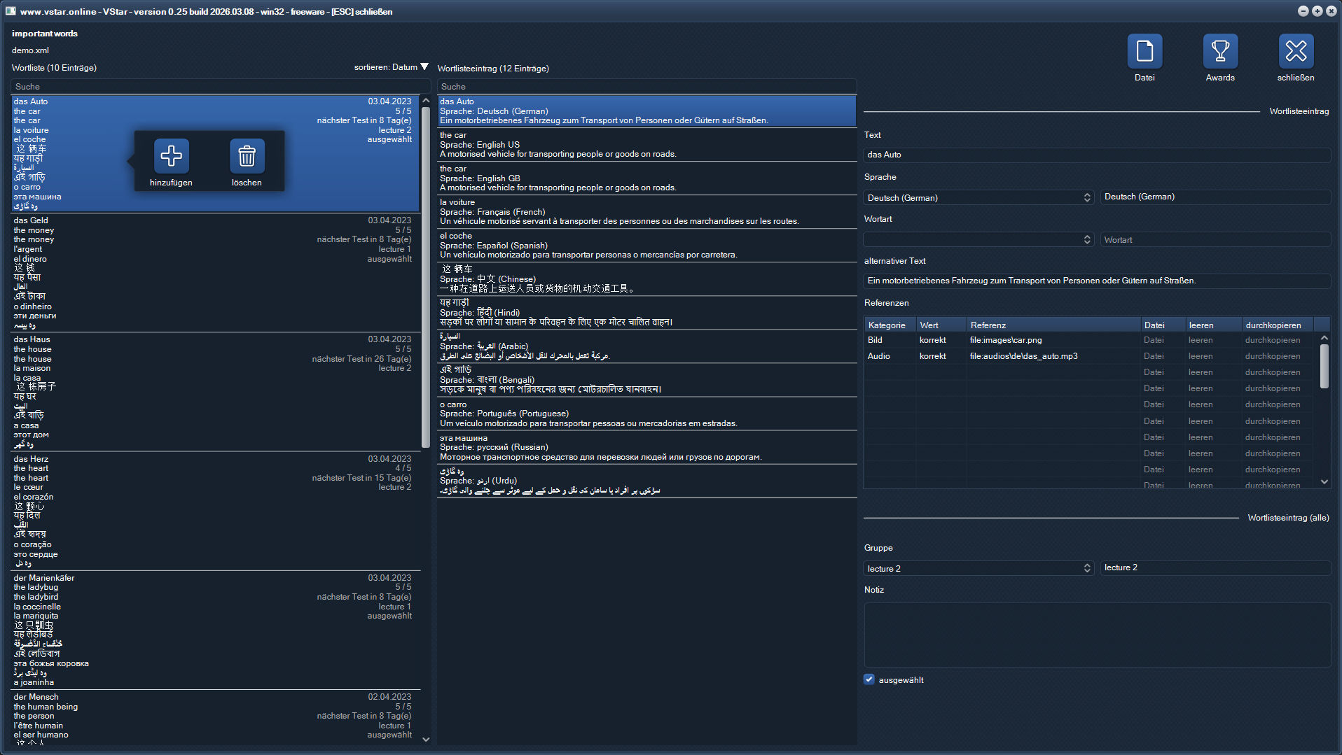 Screenshot VStar online Desktop editieren
