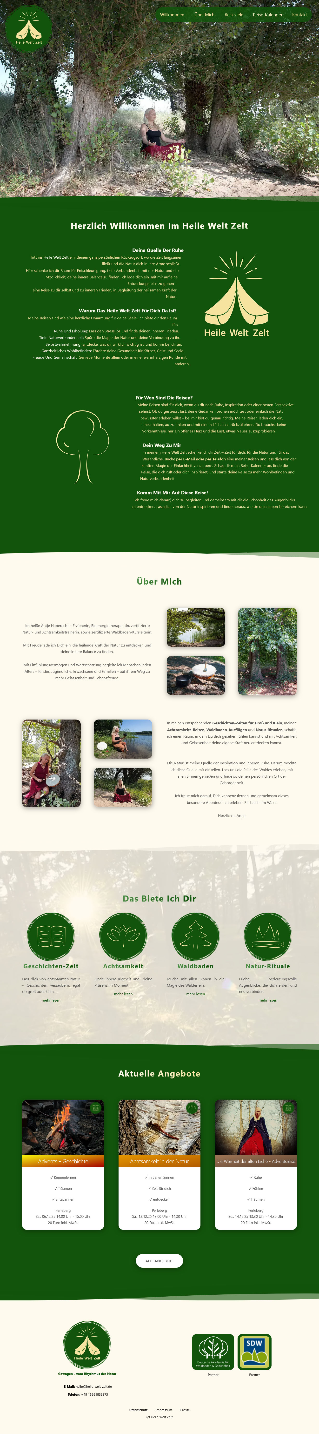Screenshot Webseite Heile Welt Zelt Desktop