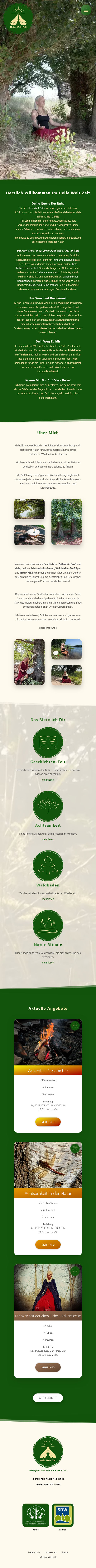 Screenshot Webseite Heile Welt Zelt Handy